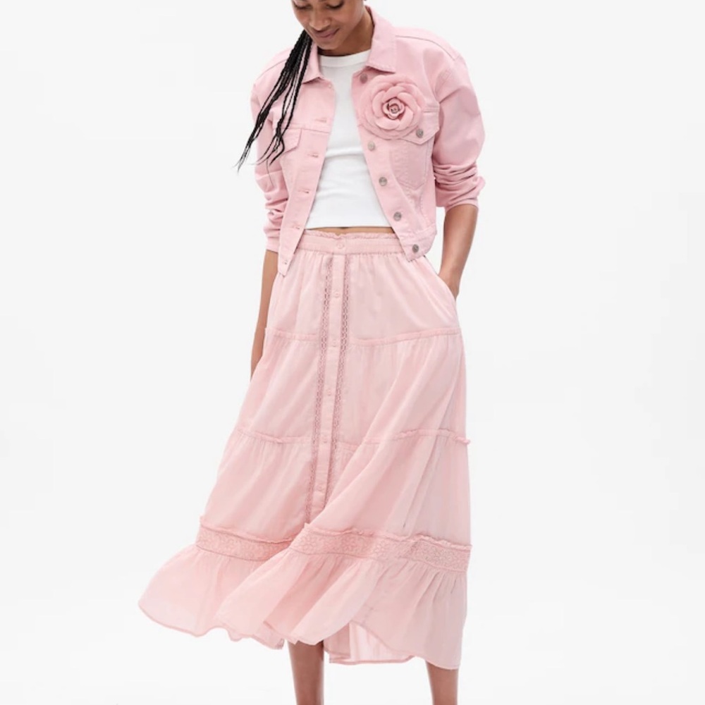 LoveShackFancy Pink Skirt A-Line Resort Wear